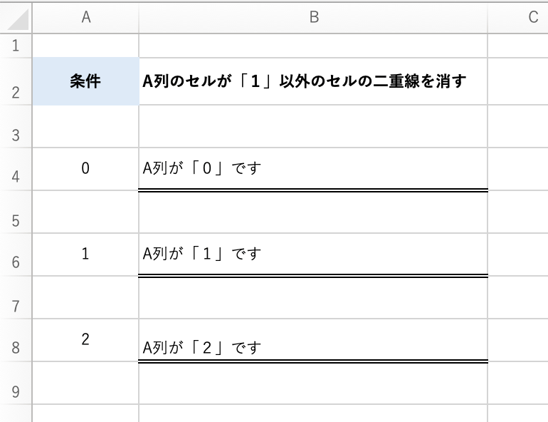 すべてのセルに二重線を引きました
